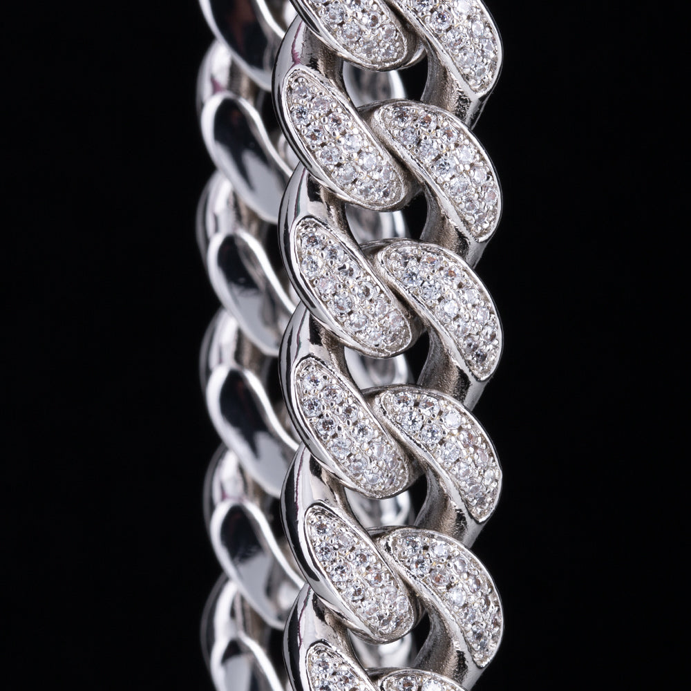12mm Iced Out Moissanite Cuban Link Bracelet for Men's