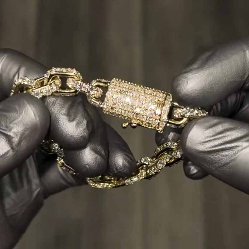 Moissanite Hip Hop Miami Box Clasp Bracelet