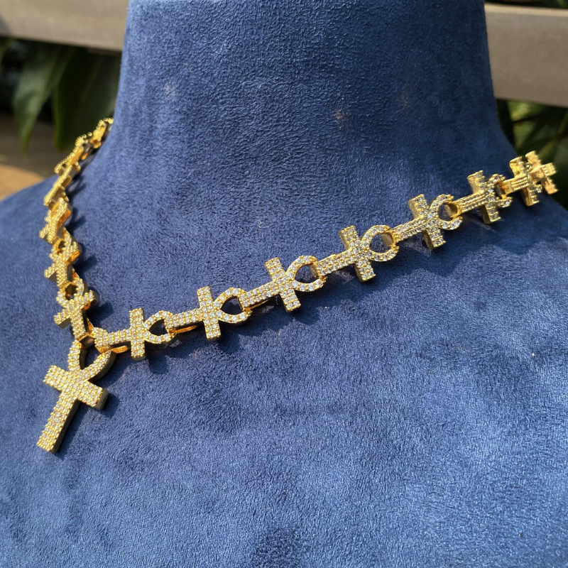 Moissanite Hip Hop Cross Ankh Chain