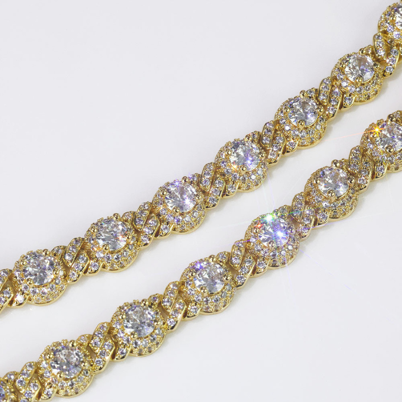 7.5mm Moissanite Hip Hop Round Bead Cuban Bracelet