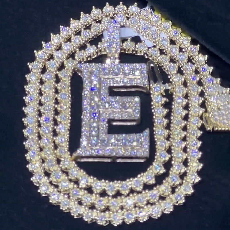 Moissanite Customizable Letters Pendant Love Tennis Chain Set