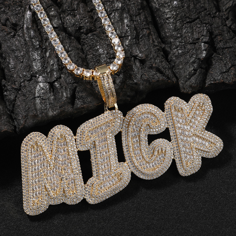 Moissanite Hip Hop Sparkling Customized Letter Pendant
