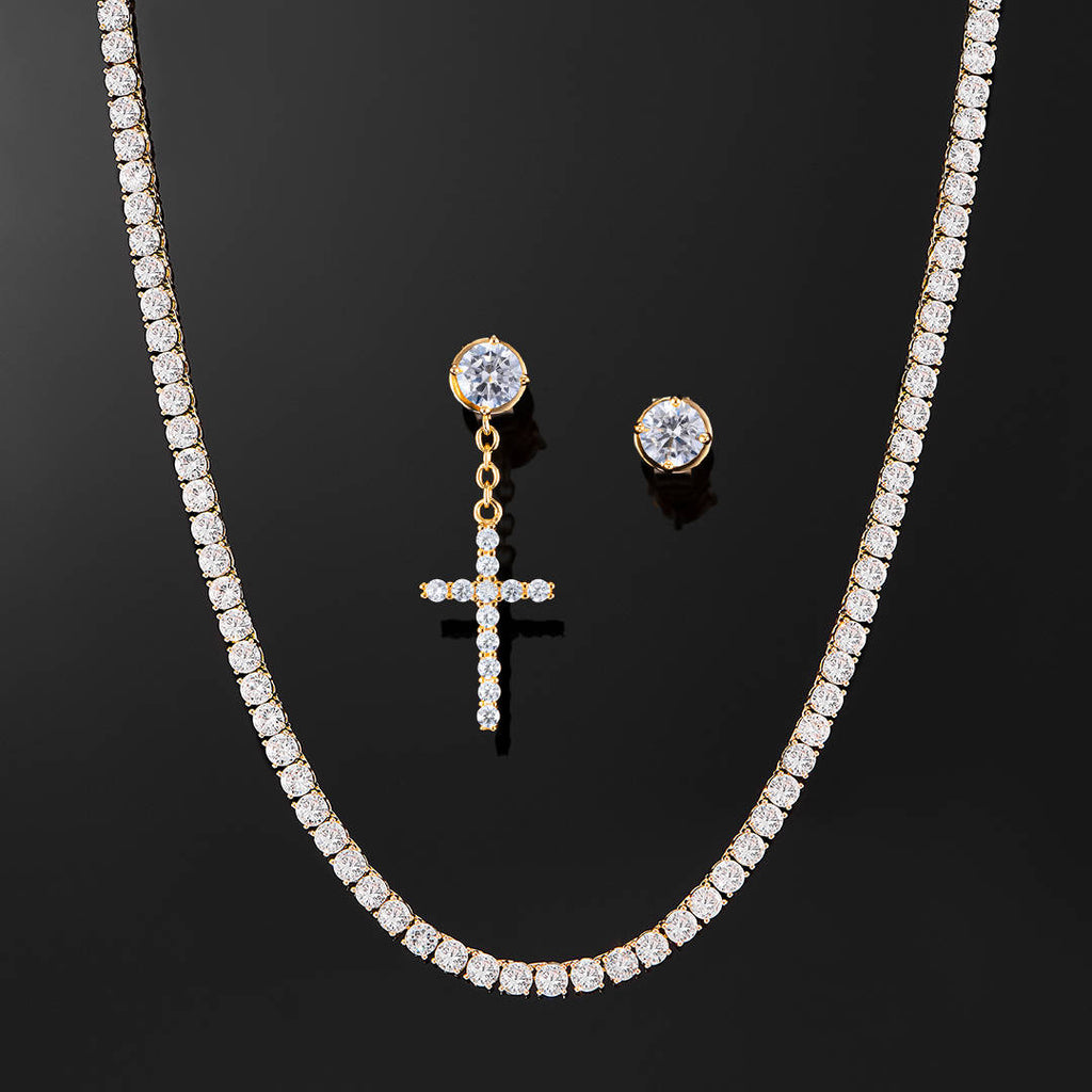 Street Style | "Cross Spirit" Tennis & Earring Set