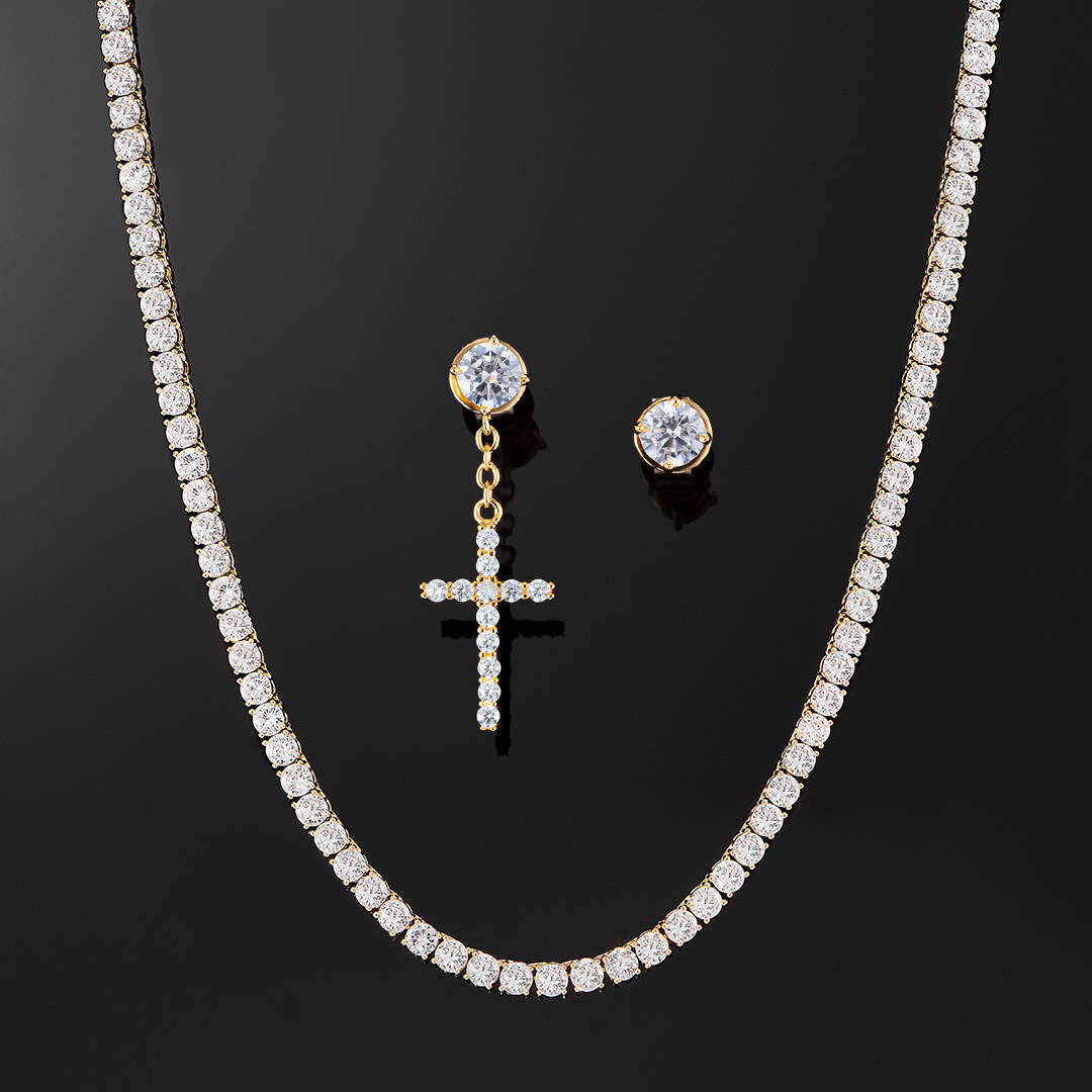 Street Style | "Cross Spirit" Tennis & Earring Set