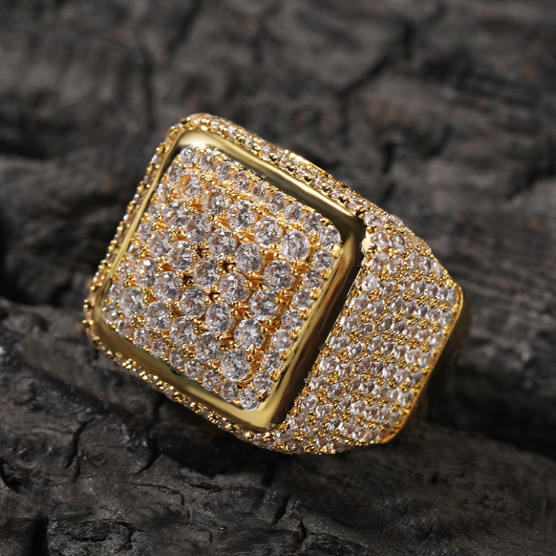 Moissanite Hip Hop Vintage Big Square Ring