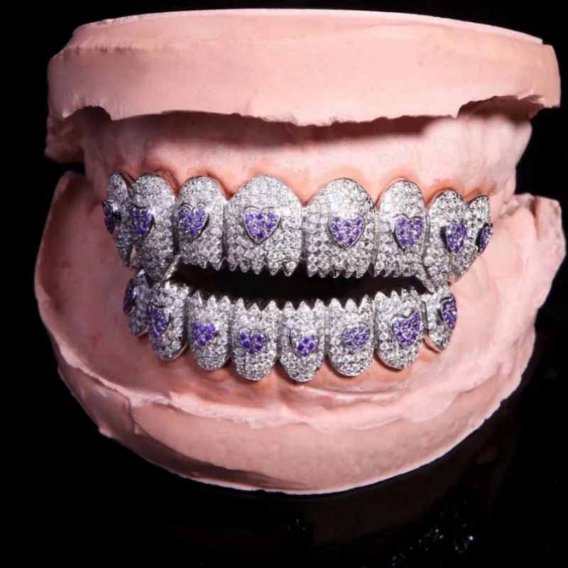 Moissanite Hip Hop Love Eight-tooth Grillz