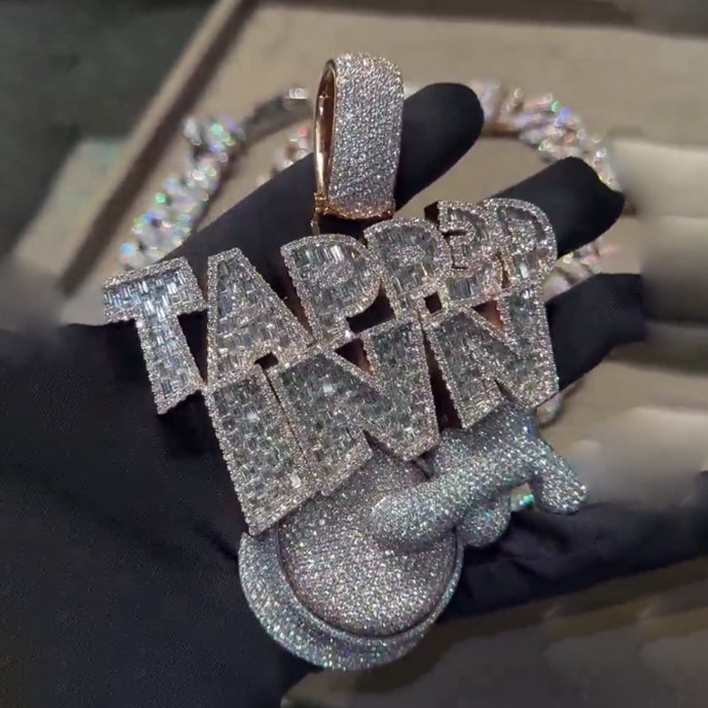 Moissanite New TAPP3D INN Custom With a Button to Press Pendant