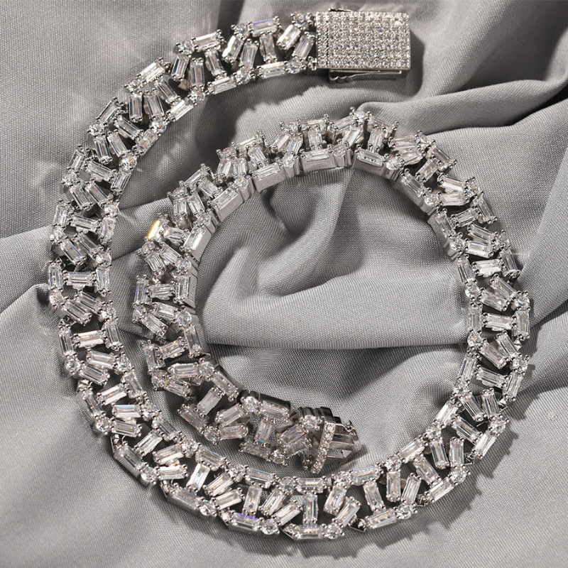 12mm Moissanite Hip-Hop Three-Dimensional Cuban Chain