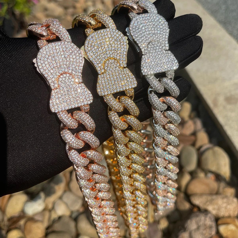 Moissanite Unique Design Buckle Bubble Cuban Chain