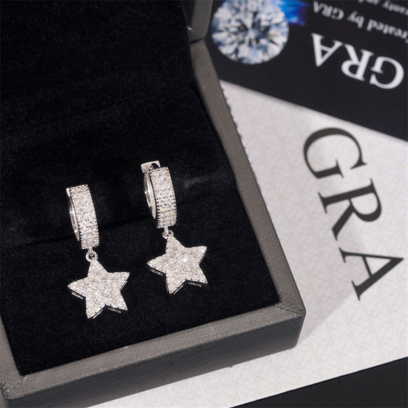 S925 Silver Moissanite Creative Star Earrings