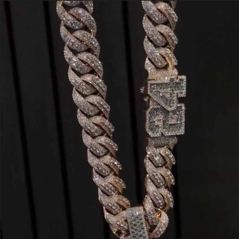 S925 Moissanite 24-letter buckle Cuban chain