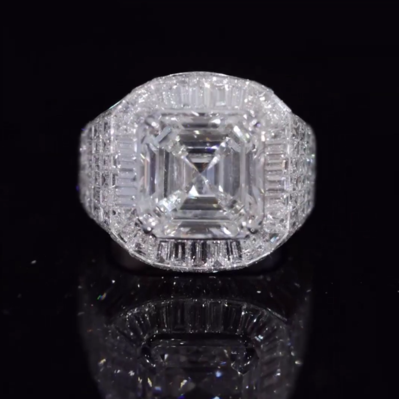 Asche Cut Premium Sparkling Moissanite Ring
