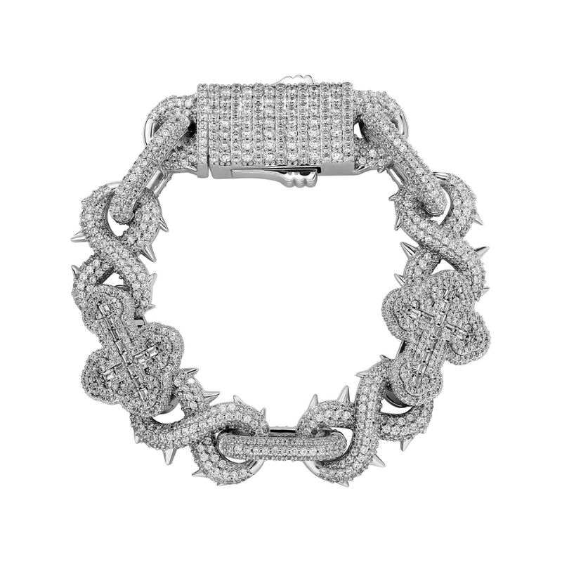 Moissanite Thorns Infinity Cross Cuban Bracelet