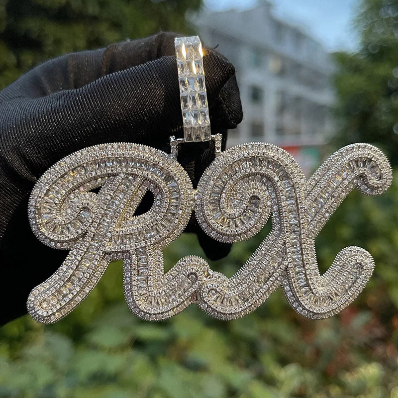 Moissanite Elegant Lettering Custom Pendant