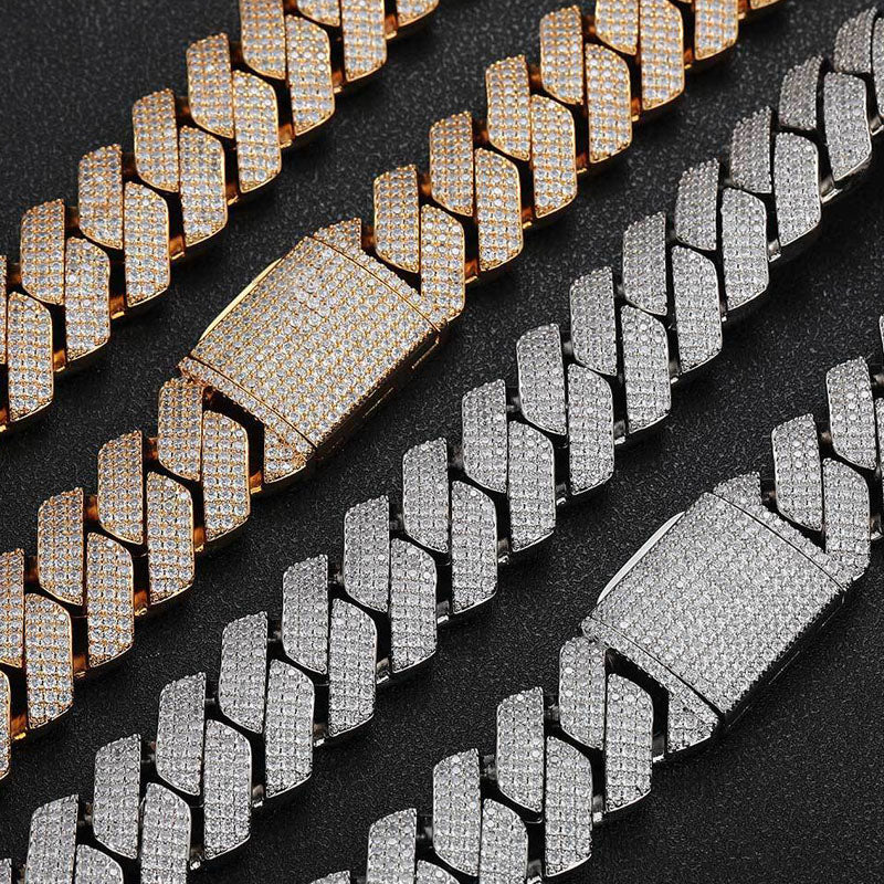 25mm Hip Hop Three Row Diamond Cuban Chain