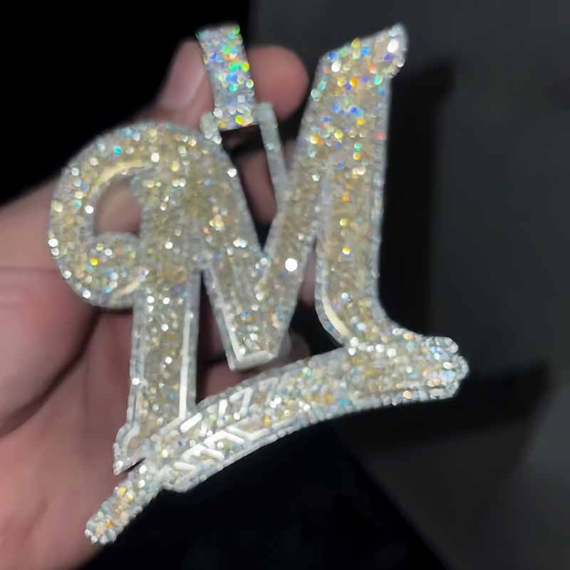 Moissanite Letter Wheat Ear Design Pendant