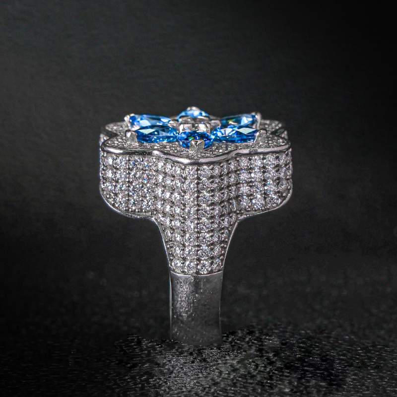 Moissanite Clover Sapphire Flower Ring