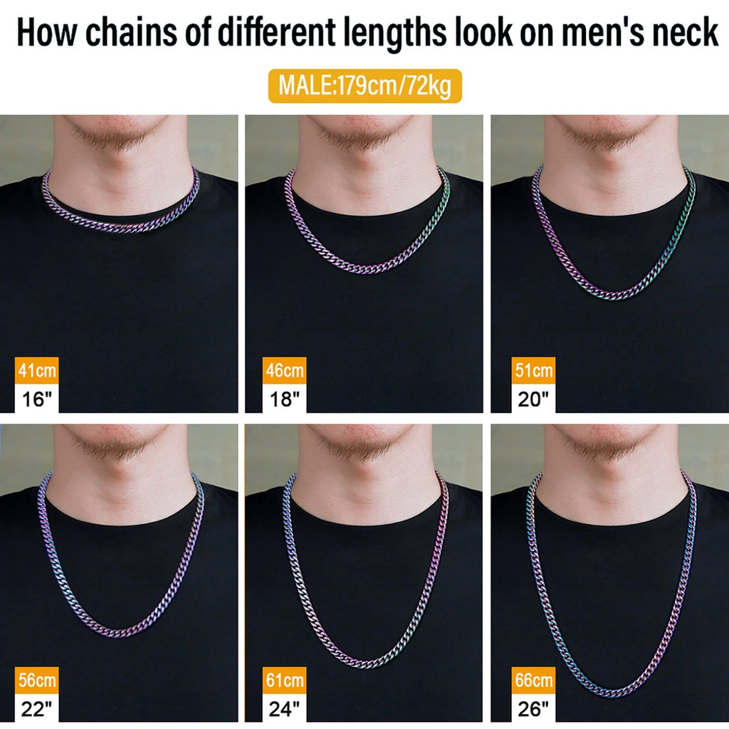 8mm Rainbow Miami Cuban Link Chain For Men's