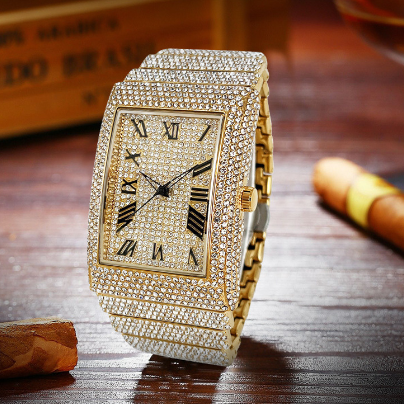 Moissanite Rectangular Full Diamond Watch
