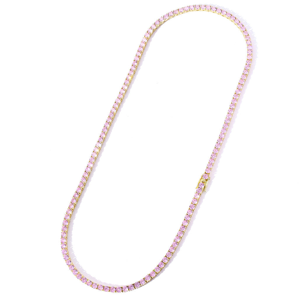 3mm/4mm/5mm Pink Tennis Chain in Gold