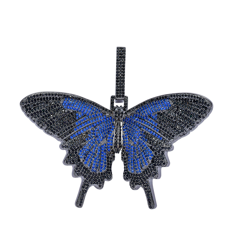 Colorful Large Zirconia Butterfly Pendant Necklace