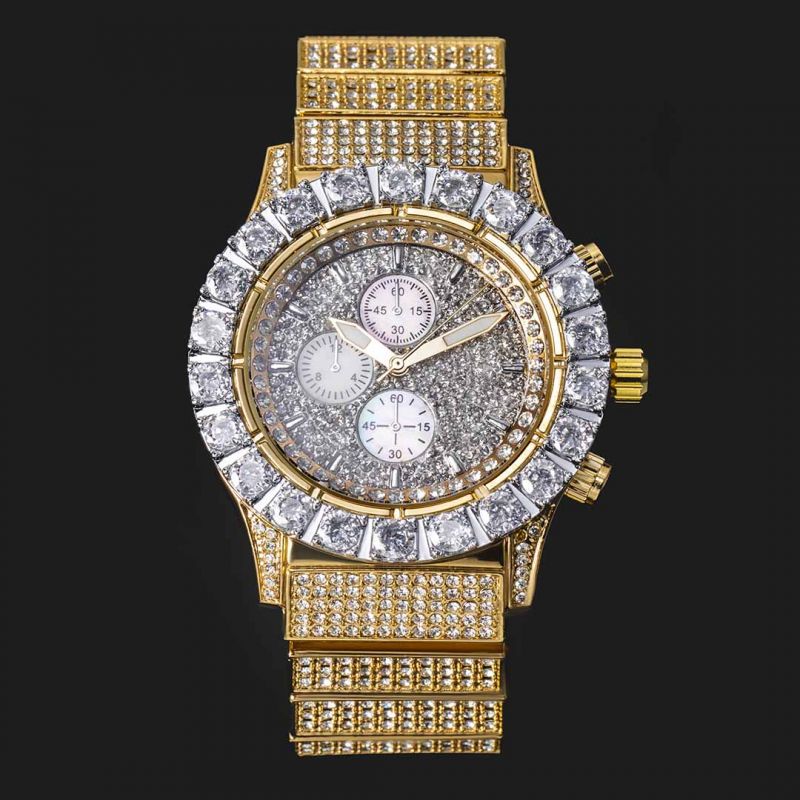 Iced Round Cut White Dial Luminous Men's Watch