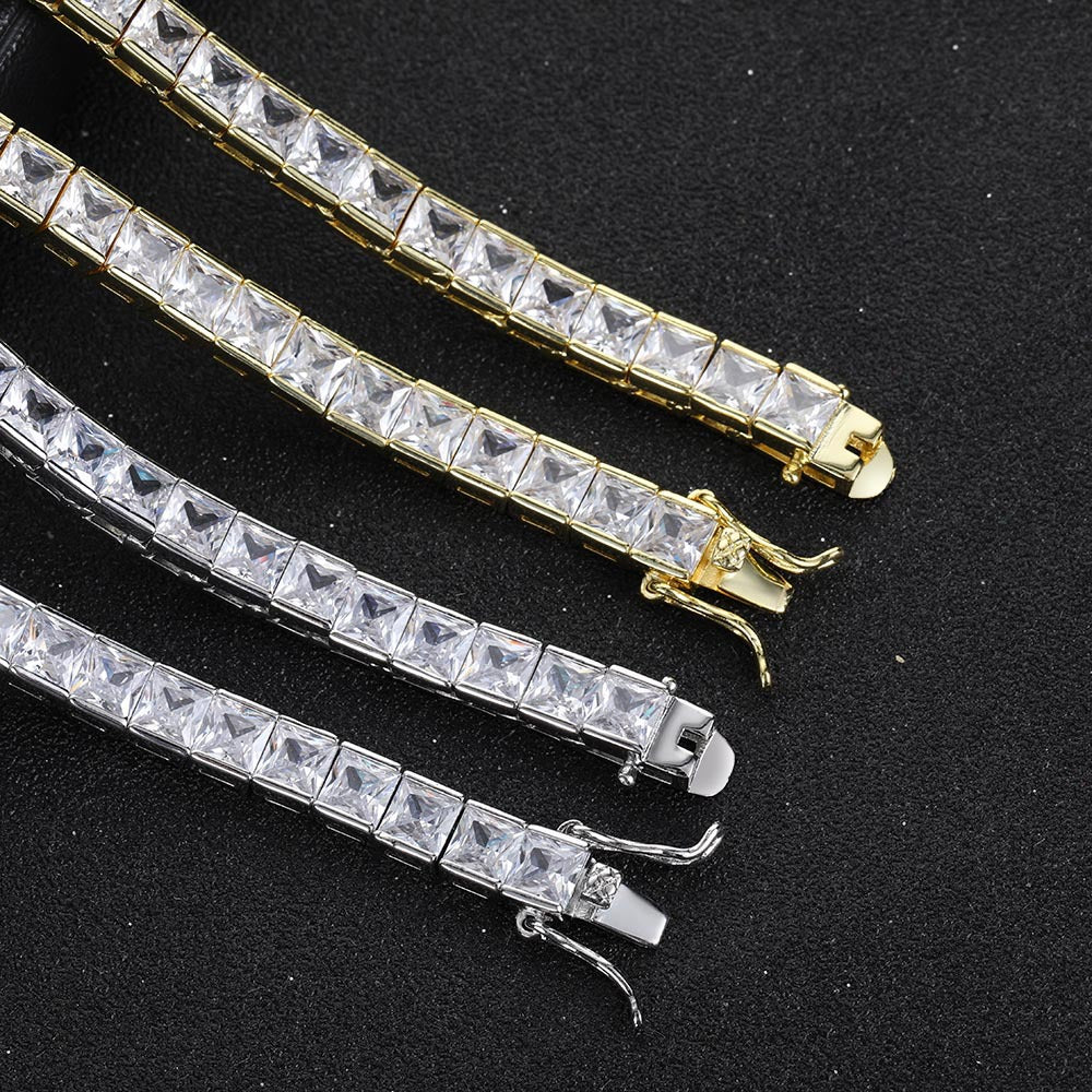 4mm Moissanite Princess Cut Tennis Chain