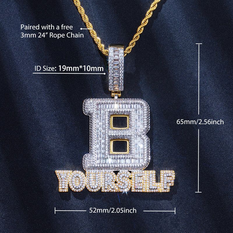 Iced Baguette Cut B YOURSELF Moissanite Pendant