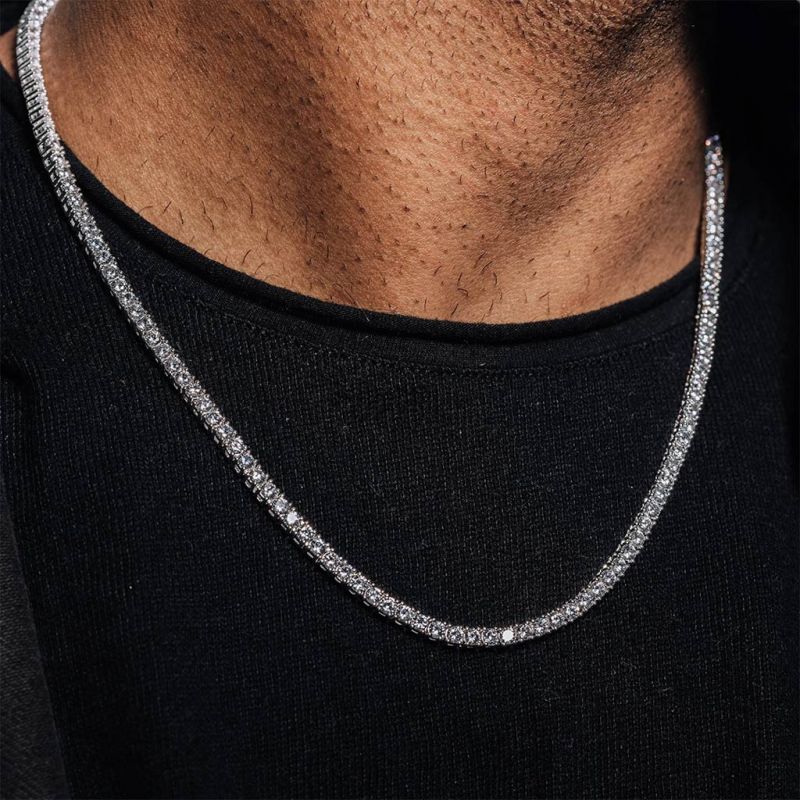 3mm Tennis Necklace in White Gold