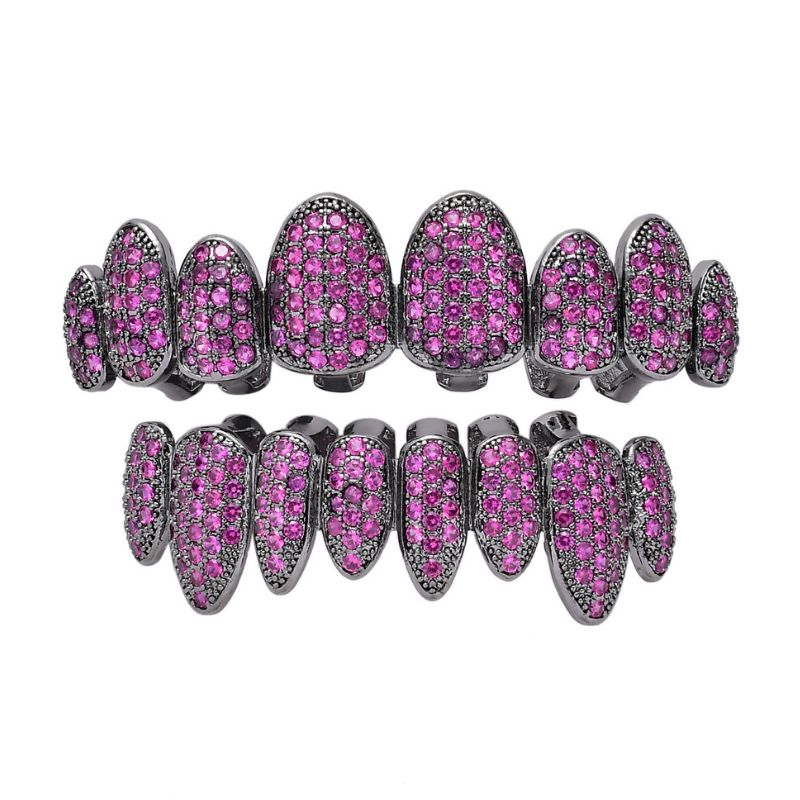Moissanite Hip Hop Color 8-tooth Grillz