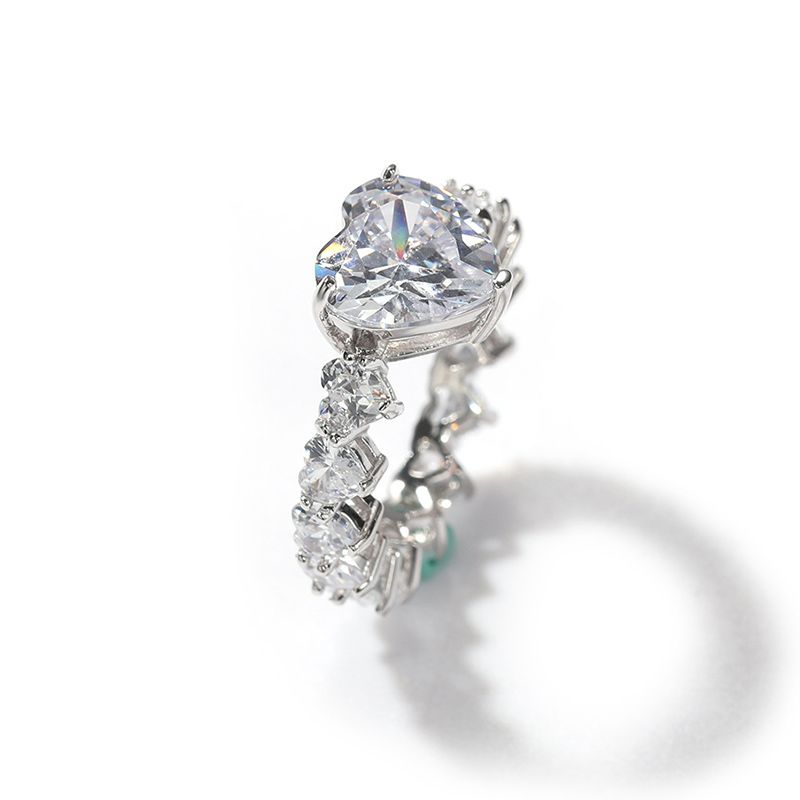 Moissaniye Heart Cut Love Ring in White Gold Set