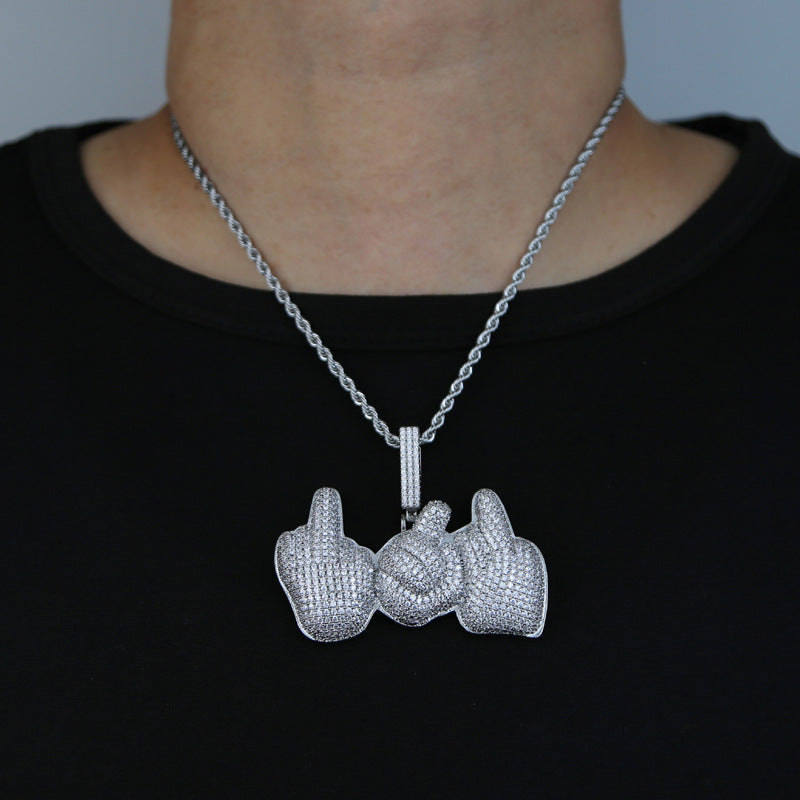 Ice Palm Gesture Moissanite Pendant