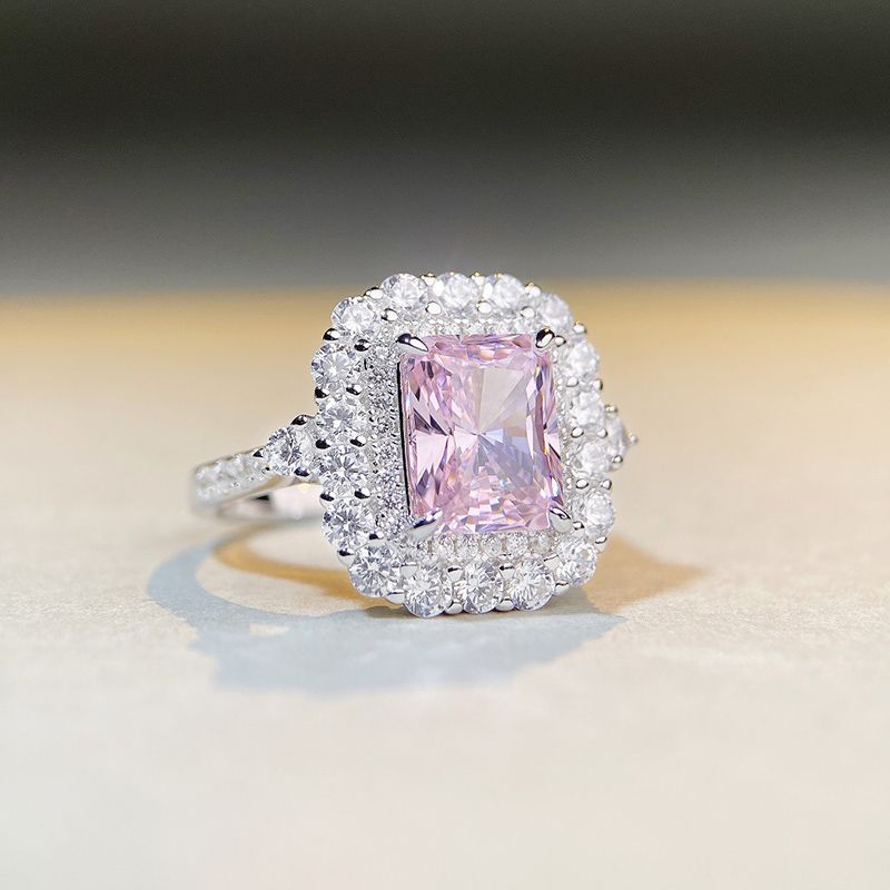 Pink Emerald Cut 3 Carat Engagement Ring