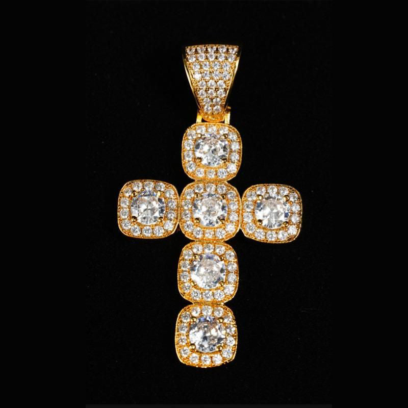 Unique Cross-Shaped Pendant with Sparkling Stones【A07】