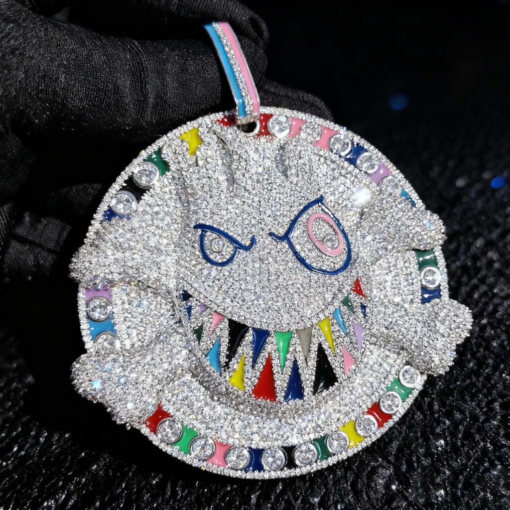 Rainbow Shark Dog Iced-Out Pendant【A18】