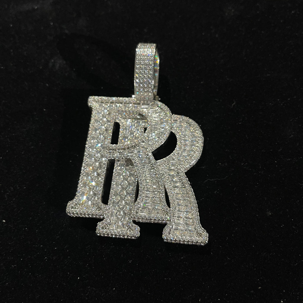Street Style | Baguette Cut "RR" Moissanite Penadnt