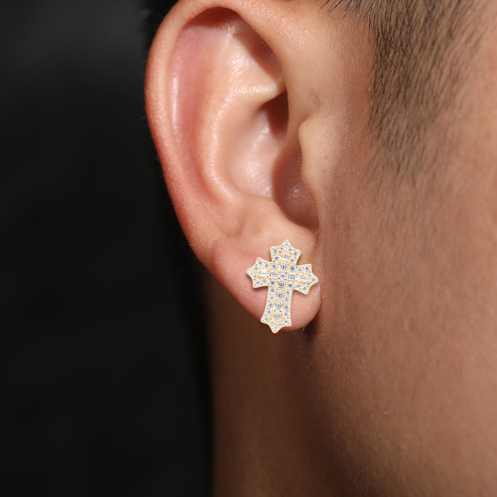 S925 silver moissanite cross earrings