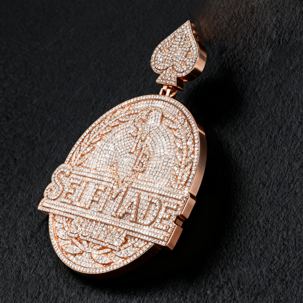 Hip-hop style men's "Self Made" Spade Pendant Necklace【A04】