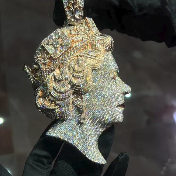 Hip Hop | Double Faced Iced Out "Queen" Pendant