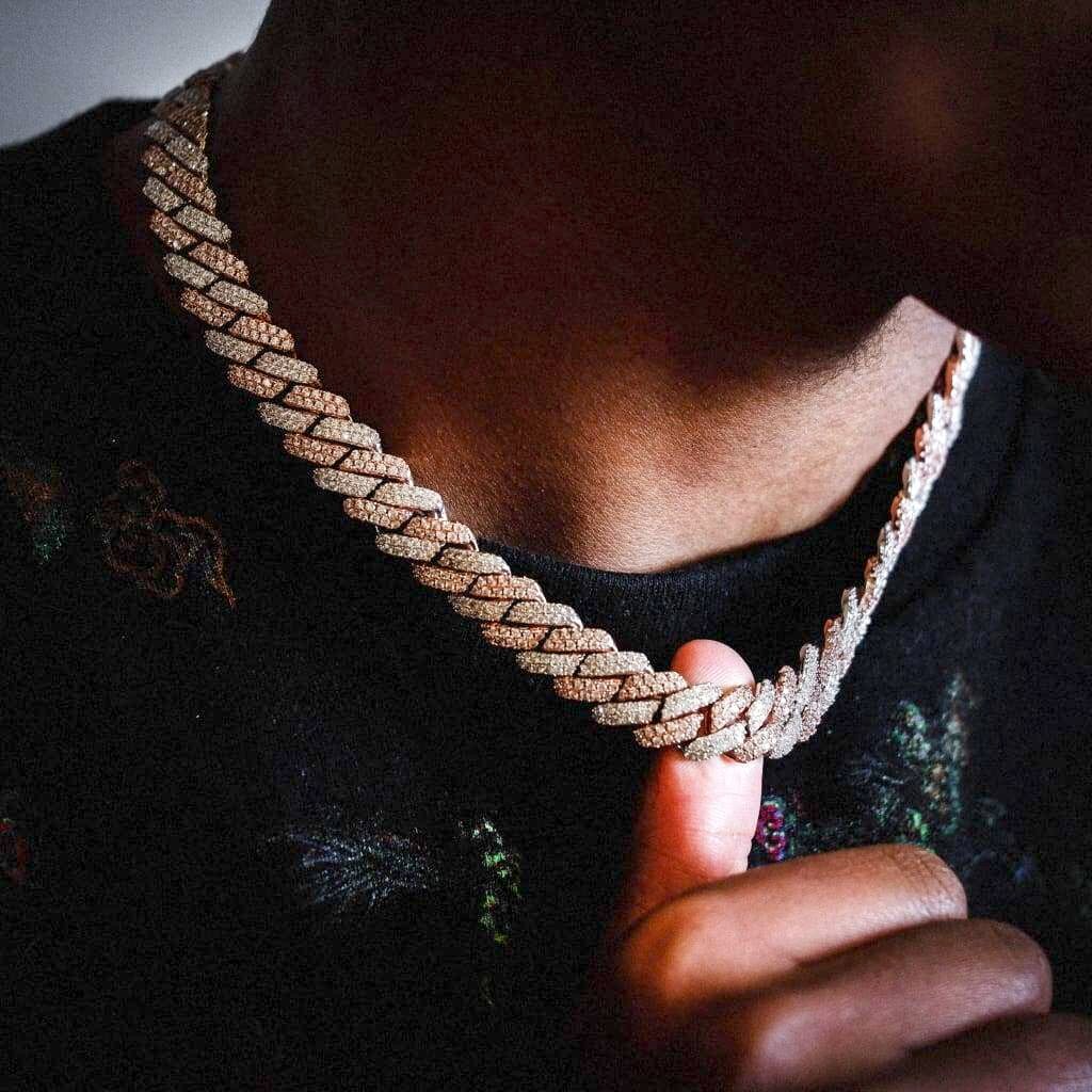 12mm Miami Moissanite Diamond Two Tone Cuban Chain