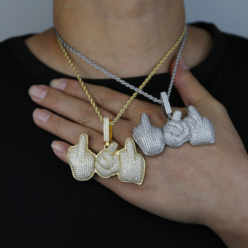 Ice Palm Gesture Moissanite Pendant