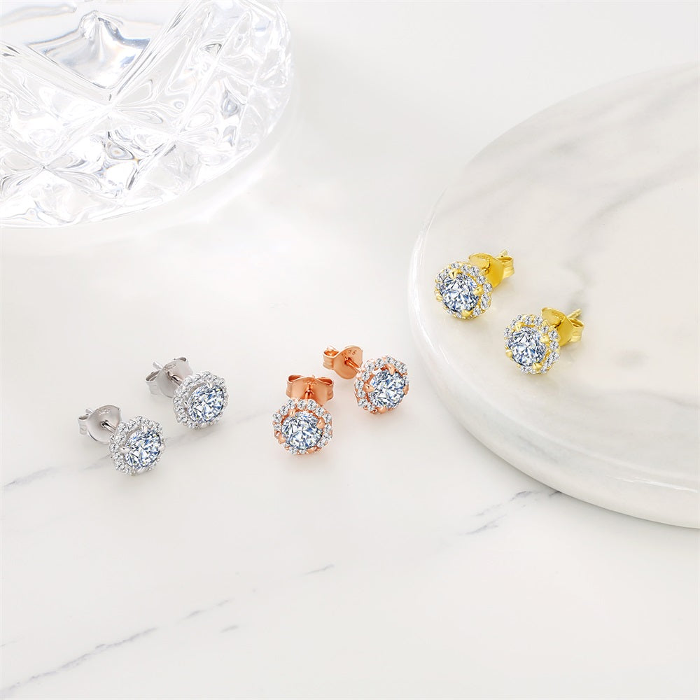 0.5 Carats *2 VVS1 Round Flower Moissanite Earrings