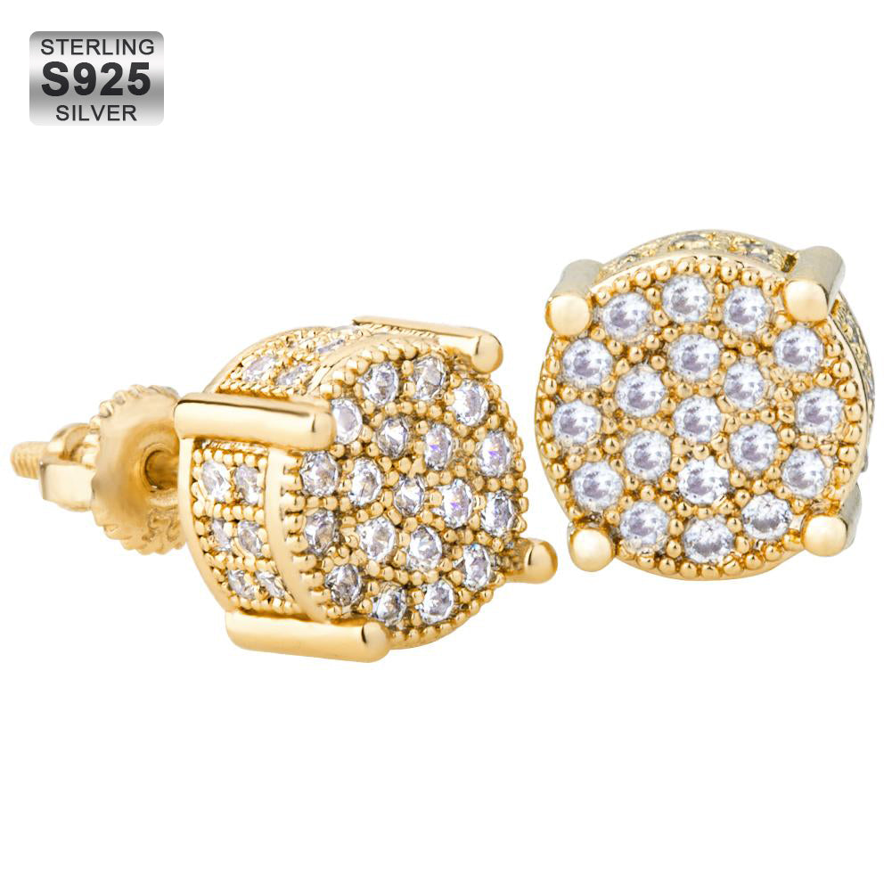 S925 & Moissanite Round Diamond Stud Earrings for Men