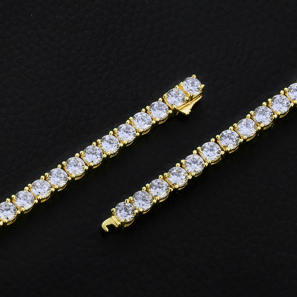 4mm 14K Gold Moissanite Diamond Mens Tennis Chain