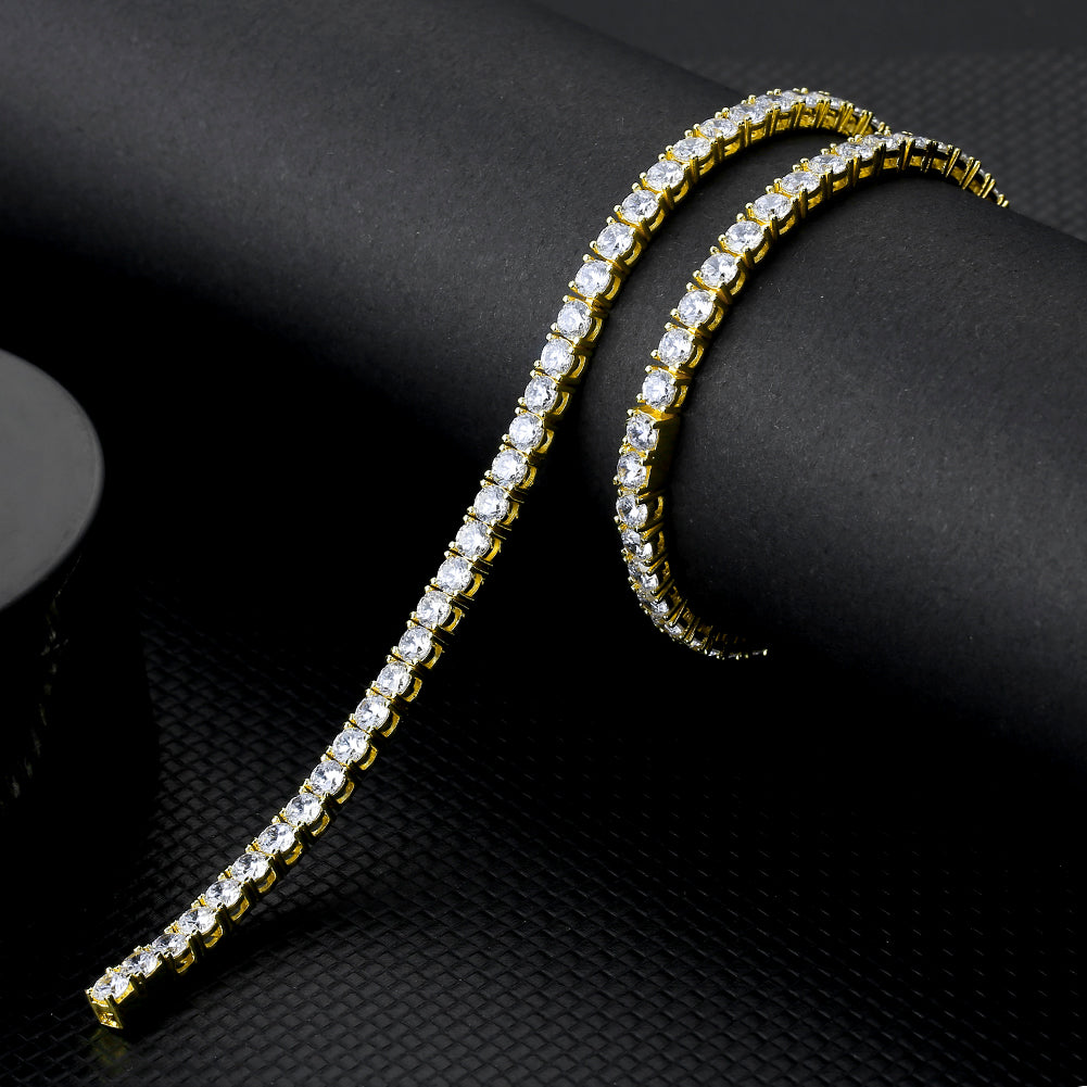 4mm 14K Gold Moissanite Diamond Mens Tennis Chain
