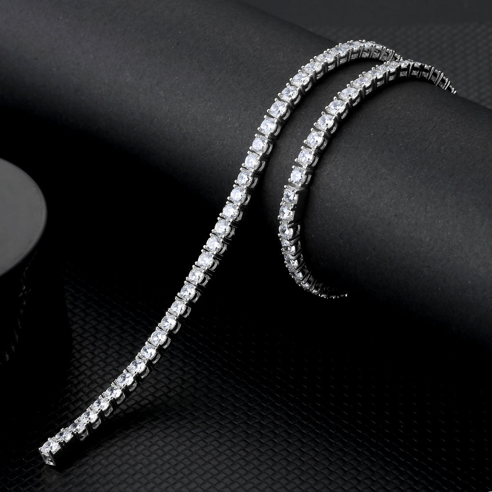 4mm White Gold Moissanite Diamond Mens Tennis Chain