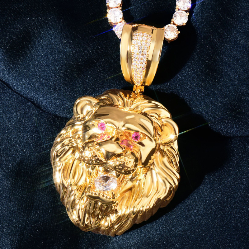 Moissanite Polished Lion Pendant