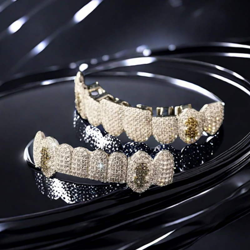 Moissanite Hip Hop Black Dollar Grillz