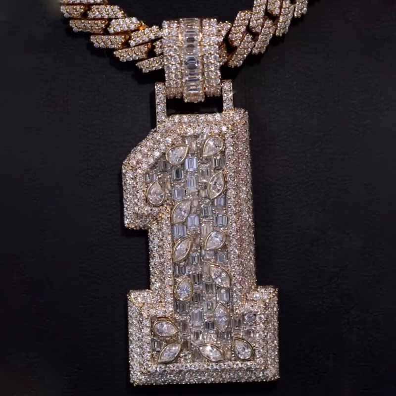 Moissanite Vine Number 1 Pendant