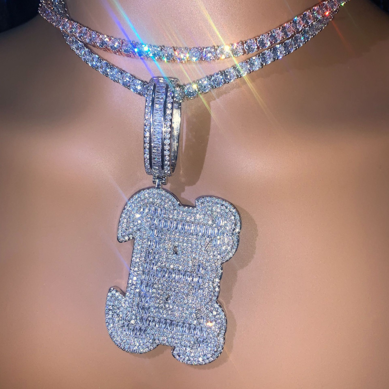 Moissanite Hip Hop Creative Floral Letters Custom Pendant